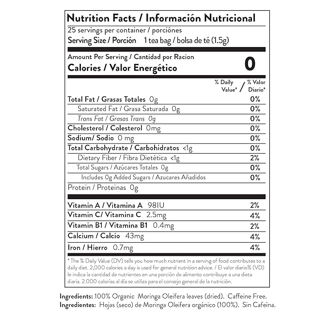 Miracle Tree - 12 Count of Organic Moringa Superfood Tea, 25 Individually Sealed Tea Bags, Original (Keto, Detox, Energy/Immunity Booster, Vegan, Gluten-Free, Organic, Non-GMO, Caffeine-Free)