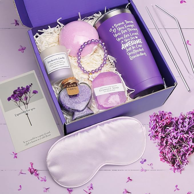 Birthday Gifts for Women, Get Well Soon Gifts, Relaxing Spa Care Package, Lavender Gift Box - Valentines, Mothers Day, Christmas Gifts for Women, Mom, Wife, Girlfriend, Friends, Sis