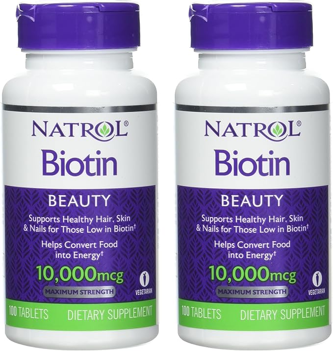 Natrol Biotin Tablet 10000 mcg, 100 Count (Pack of 2)