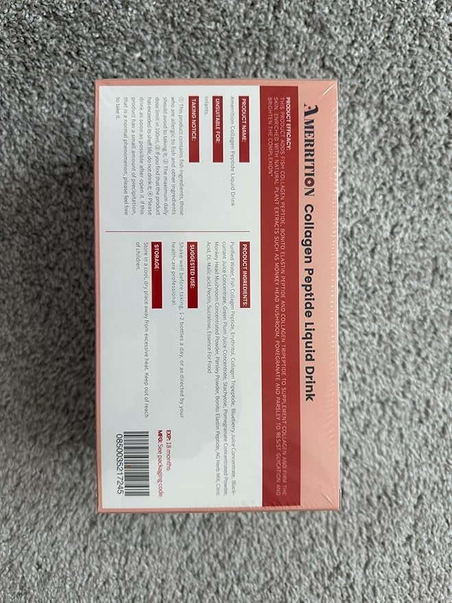 Liquid Collagen Peptide Drink - 12000mg Hydrolyzed Marine Collagen Peptides with Collagen Tripeptide, Supports Healthy Hair Skin Nails Joints and Bones (1 Box, 10 Bottles)