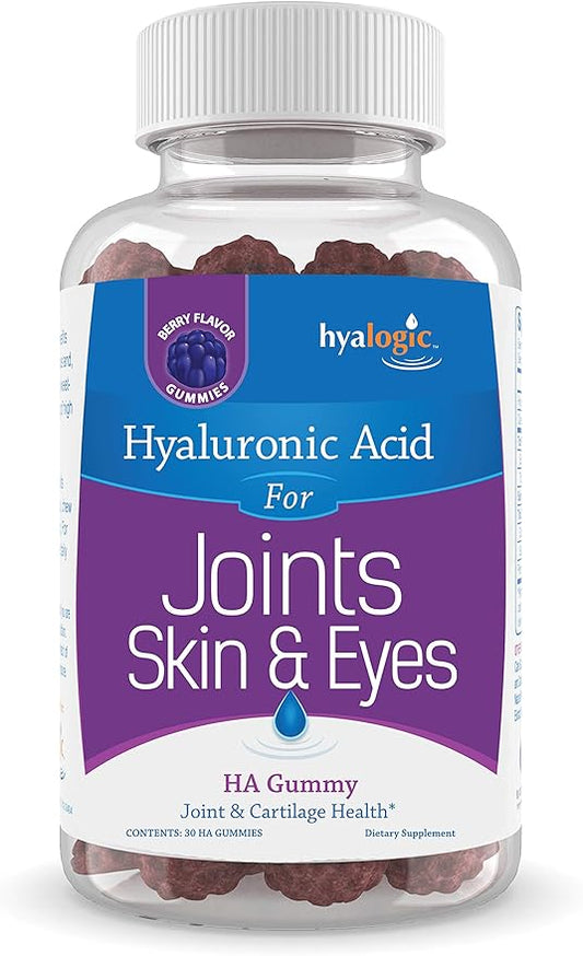 Hyalogic Hyaluronic Acid Gummies Mixed Berry Flavor HA Gummies – Gluten-Free Gummy Vitamins for Adults - HA Supplement for Skin & Eyes (30 Count)