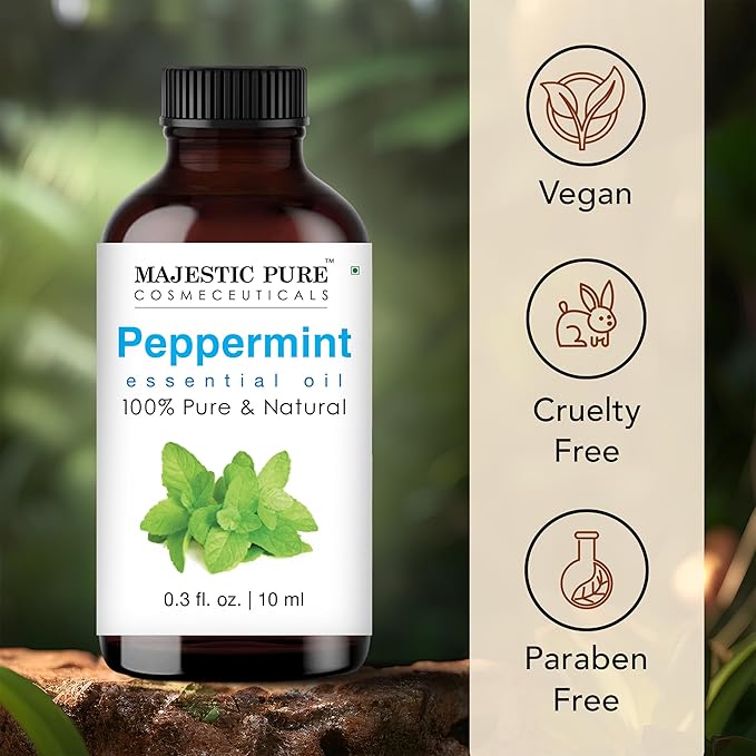 Majestic Pure Peppermint Essential Oil - 100% Pure Peppermint Oil for Aromatherapy, Massage & Topical Uses, Perfect for Diffuser & Essential Oil Diffuser - 0.33 fl. oz