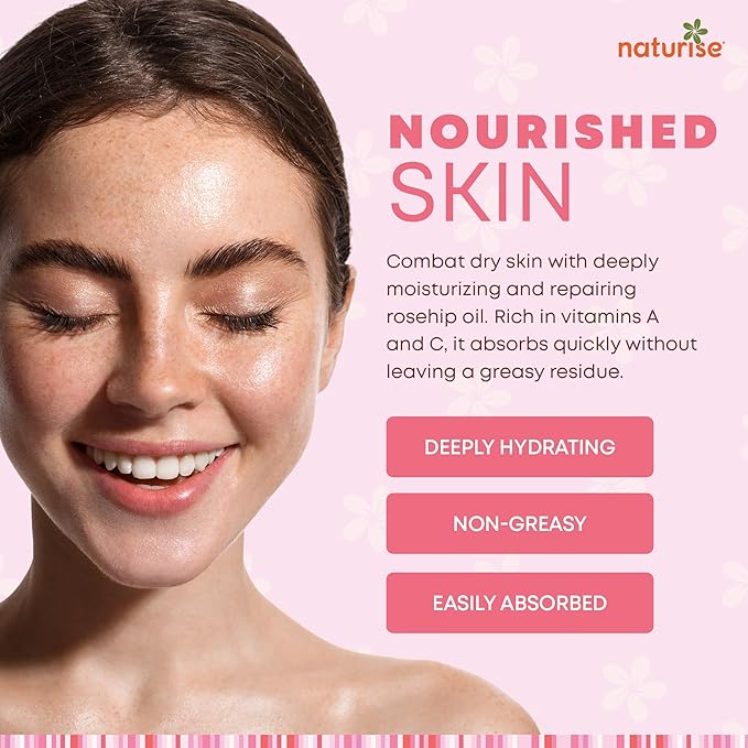 Organic Rosehip Seed Oil for Face, 100% Pure, Natural Cold Pressed Rose Hip Oil for Skin, Hair, Nails and Body Care (2 FL. OZ.)