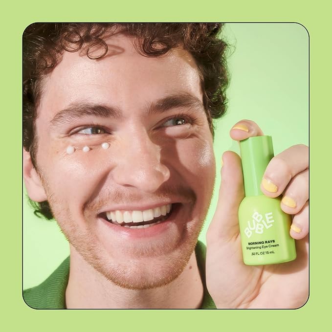 Bubble Skincare Morning Rays Brightening Eye Cream - Vitamin C Under Eye Cream for Dark Circles & Puffiness - Enriched with Green Tea Extract to Calm, Protect & Soothe Skin (15ml)