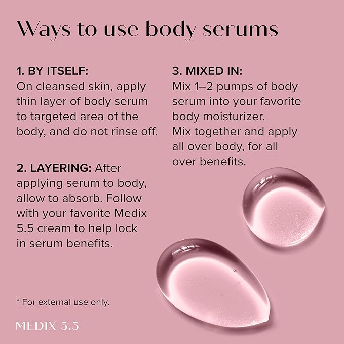 MEDIX Fragrance Free Firming Retinol Body Lotion + 3% Hyaluronic Acid Serum Booster 2pc Skin Care Set | Crepey Skin Care Treatment | Anti Aging Body Cream & Face Moisturizer For Crepe Skin & Dry Skin