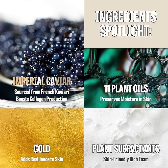 [K-Beauty] Gold Caviar Oil to Foam - All-in-One Korean Face Wash Oil Based Foaming Facial Cleanser - Age-Defying, Moisturizing & Skin Firming Makeup Deep Cleansing Oil for Sagging Skin (3.88 fl oz)