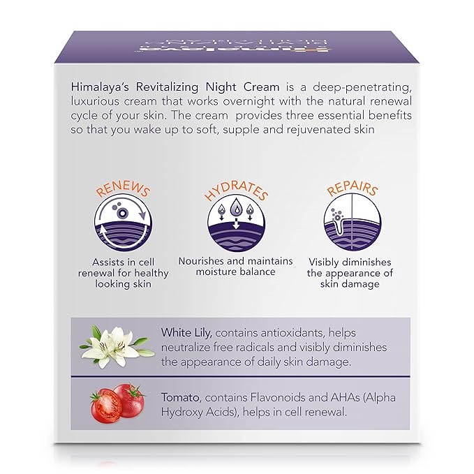 Himalaya Revitalizing Night Cream for Damaged & Aging Skin, Daily Deep Moisturizing Overnight Repair Treatment, For All Skin Types, 1.69 oz