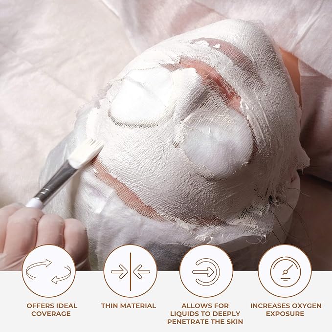 ForPro Precut Gauze Facial Mask, 100% Cotton Gauze, for High Frequency Facial Treatments and Masks, 100-Count (Pack of 2)