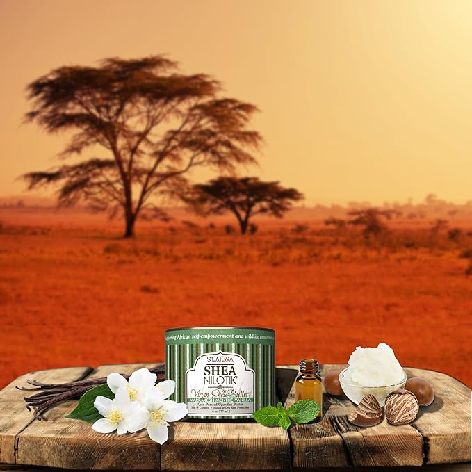 Shea Terra Organics 100% Organic Cold-Pressed Virgin Shea Butter – Marrakesh Menthe Vanilla | Natural Anti-Aging Daily Skin, Nails & Hair Cream for Dry Skin, Sore Muscles & Stretch Marks – 6 oz