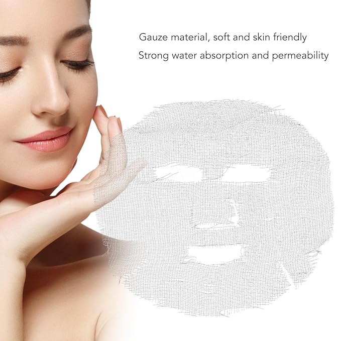 Yosoo Gauze Masks Facials, 50PCS Gauze Facial Mask Strong Permeability Mask Water Absorption Disposable DIY Face Mask Sheets DIY Cosmetic Face Spa Skin Care Skin Fiber Paper Facial Paper Sheet