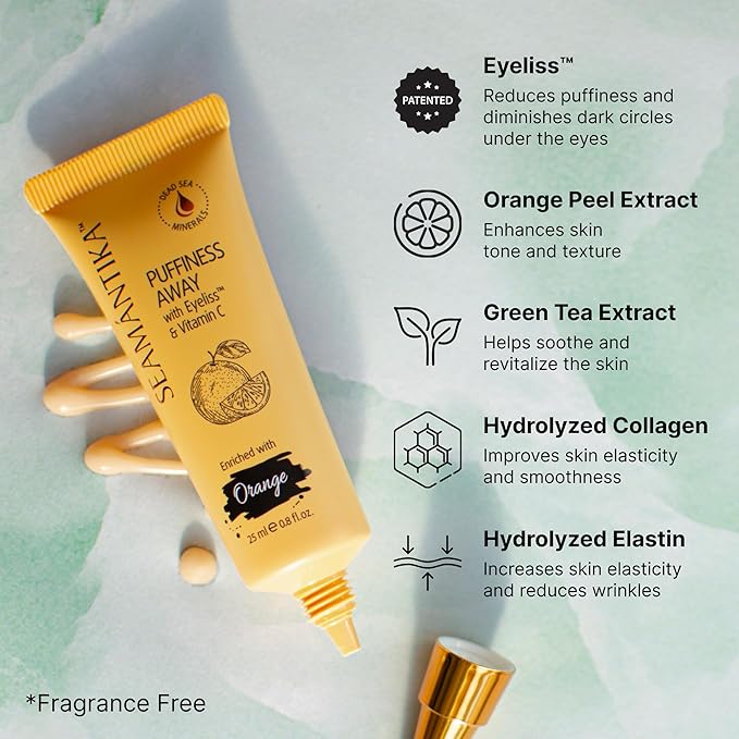 PUFFINESS AWAY Eye Cream 0.8 fl.oz - Instant Eye Bag Remover Puffiness with Eyeliss; Vitamin C, Under Eye Puffiness Reducer Instant Results, Temporary Reduction of Wrinkles & Dark Circles