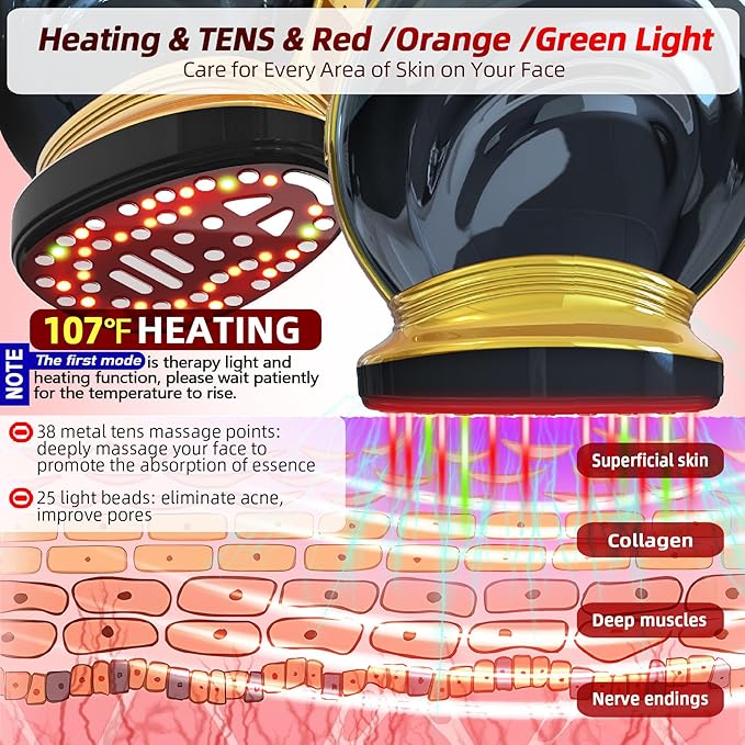 Microcurrent Multifunctional Facial Device, FSA HSA Eligible Smart Photon Micro-Current Device Electric Face Lift Light Therapy Skin Care Beauty Machine