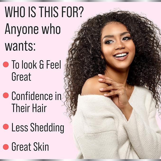 Biotin + Keratin + Marine Collagen + Hyaluronic Acid, 4-in-1 Hair Growth Vitamins with 10000mcg Biotin Capsules, Thickening Complex for Women & Men with Hair Thinning