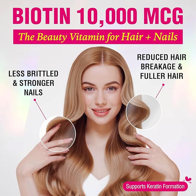 Liquid Collagen & Biotin, 2 Fl Oz (Pack of 2), 40000 mcg for Hair Skin Nails, Vitamin B7 Hydrolized Collagen Peptides Supplement for Women, Bioactive Form, Sugar Free, Raspberry Flavor