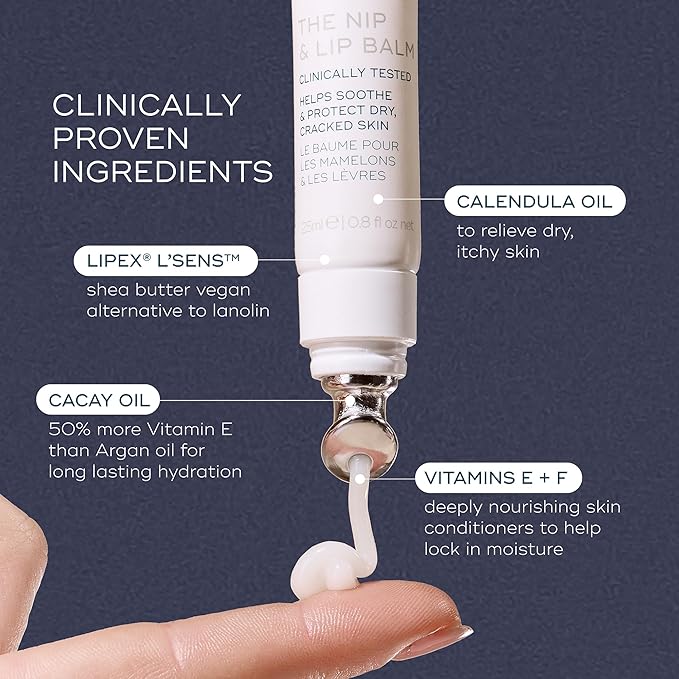 Nursing Balm for Cracked Nipples & Dry Lips, Fragrance-Free & Vegan | Safe for Breastfeeding & Baby | Soothing Shea Butter & Vitamin E | Natural Postpartum Moisturizer & Lip Care, 25ml