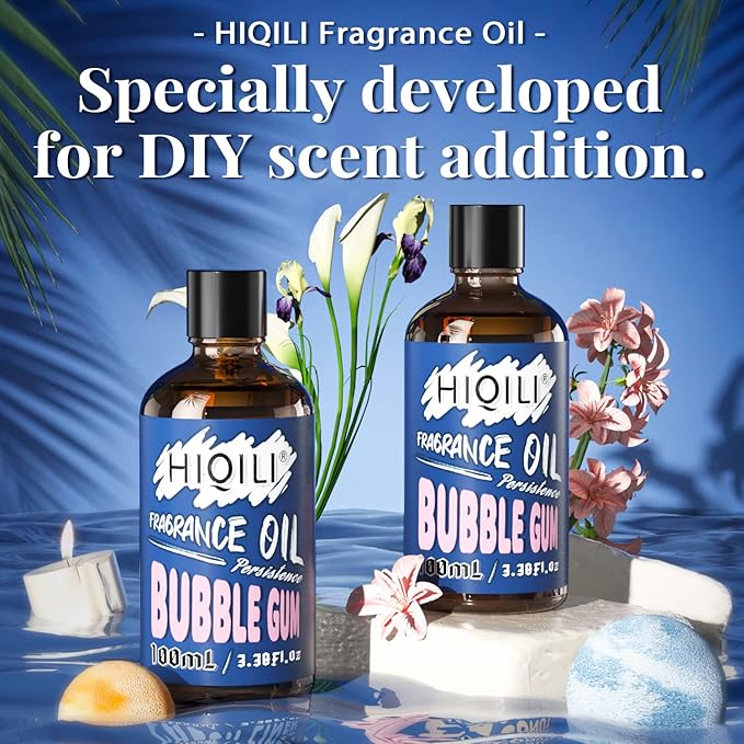 HIQILI Bubble Gum Essential Oil - Pure Sweet Fragrance Oil for Diffuser, Massage, Candle Soap Perfume Lotion Making, 3.38 Fl Oz Halloween Thanksgiving