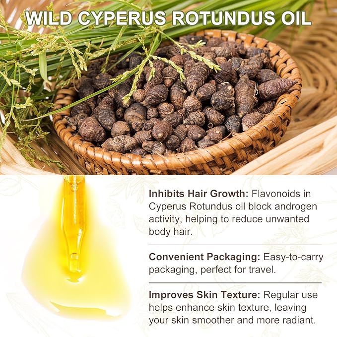 Cypress Rotunda Oil - Reduces Hair Growth - Shrinks Pores-Moisturizes and Soothes - Balances Skin Tone - for Face, Body, Arms - 60ml