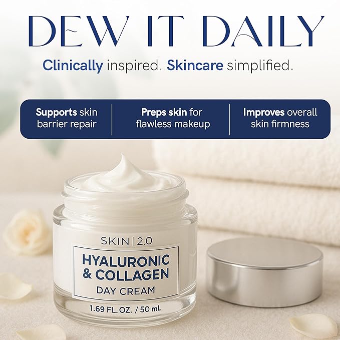 Hyaluronic Acid & Collagen Face Moisturizer - Dermatologist Tested, Anti-Aging, Restores Elasticity - Hydrating, Clean Beauty, Cruelty-Free Korean Skincare for All Skin Types - 1.69 Fl oz