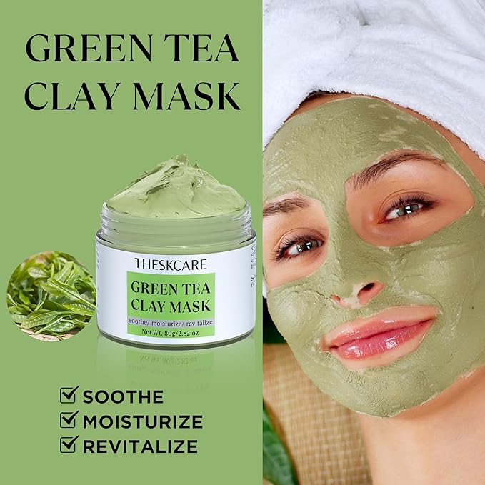 3 PCS Clay Mask Set, Turmeric Vitamin C Clay Mask, Dead Sea Mud Mask, Green Tea Clay Mask, Facial Mask for Oil Control, Deep Cleaning, and Radiant Skin, 240g, 2.82 OZ each