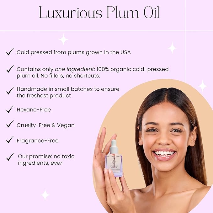 Organic Plum Oil Cold Pressed for Face Anti-Aging Facial Moisturizer Plumping Miracle Serum Natural Skincare Beauty Glow Antioxidant 1 Fl Oz/30mL