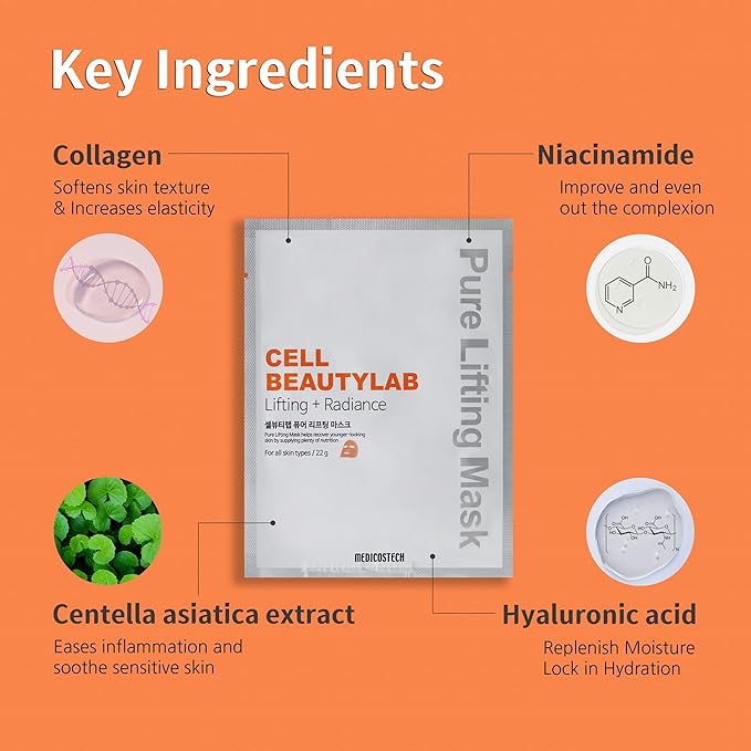 Collagen Face Mask 20 Pack｜Elasticity, Revitalizing, Nourishing and Skin Care Face Sheet Mask for All Skin Types｜With Collagen, Niacinamide, Centella asiatica