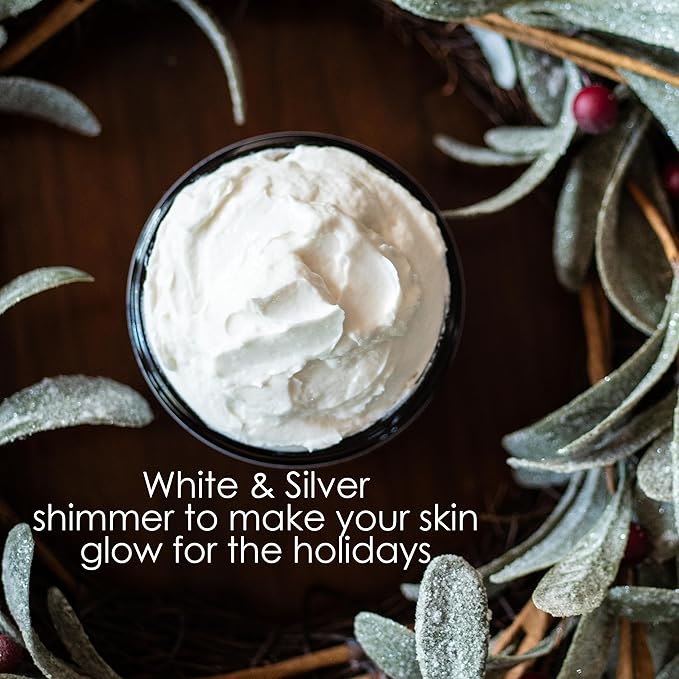 Shimmer Body Lotion with a Frosty Christmas Scent | Christmas Lotion Limited Edition with Organic Shea Butter | Body Butter for Women with Body Glitter | Christmas Skin Moisturizer