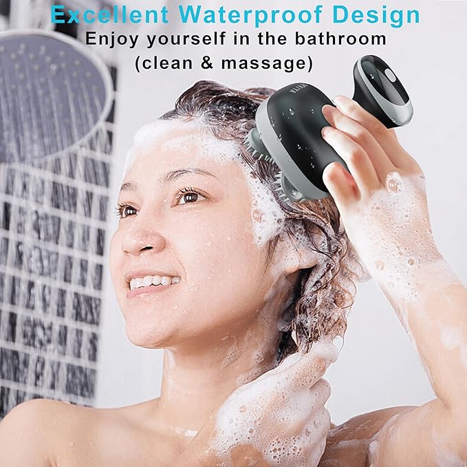 Electric Scalp Massager, Portable Rechargeable Head Massager with 8 Removable Massage Claws, Waterproof Handheld Hair Scalp Scratcher for Full-Body Massage and Stress Relax