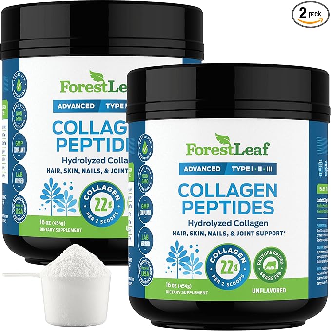 Collagen Peptides Powder Unflavored - Hydrolyzed Collagen Protein Powder Type 1, 2 & 3 - Grass Fed Keto Collagen Powder for Women & Men - Vital Hair, Skin, Nails, Joints, Recovery, 11g Per Serving