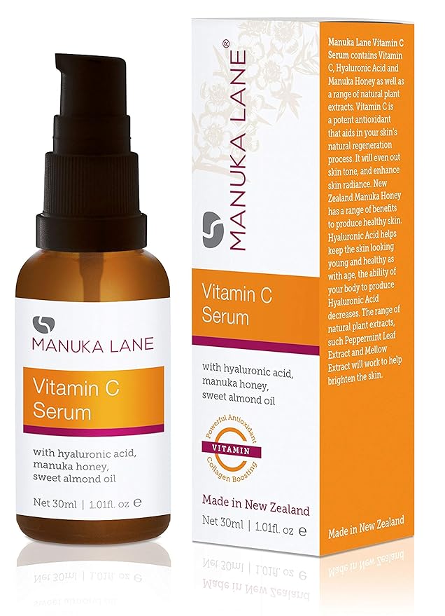Vitamin C Serum for Face and Neck with Hyaluronic Acid, Manuka Honey & Sweet Almond Oil | Plant Based Formula | Carefully formulated to keep your skin young and healthy!