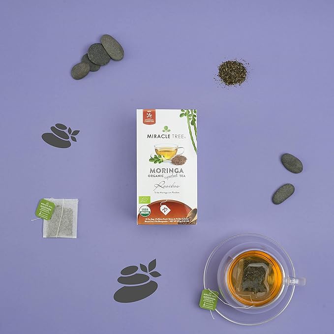 Miracle Tree - 3 Count of Organic Moringa Superfood Tea, 25 Individually Sealed Tea Bags, Rooibos (Keto, Detox, Energy/Immunity Booster, Vegan, Gluten-Free, Organic, Non-GMO, Caffeine-Free)