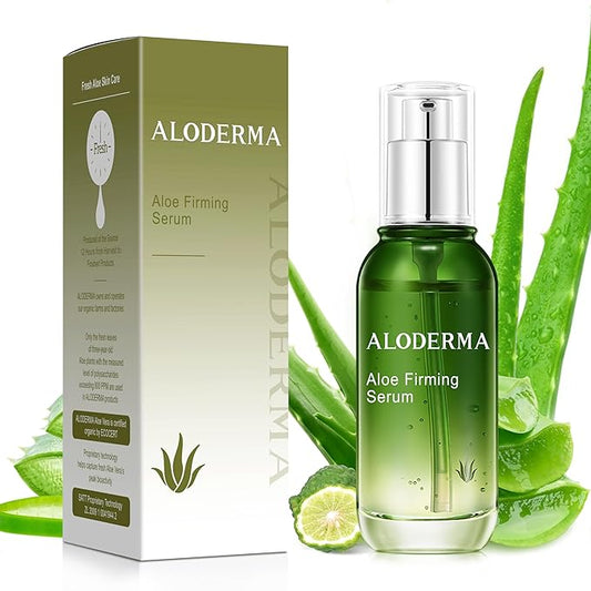 Aloderma Firming Face Serum with 64% Organic Aloe Vera - Age-Defying Face Plumping Serum for Radiant Skin - Tighten Skin, Reduce the Appearance of Fine Lines & Wrinkles with Hyaluronic Acid, 1.7 Oz