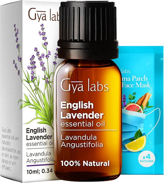 Gya Labs English Lavender Essential Oil for Diffuser - 0.34 Fl Oz - 100% Pure Natural English Lavender Oil for Skin, Hair & Candle Making Floral Herbaceous Scent