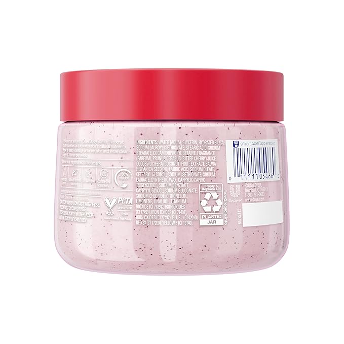 Dove Cherry & Chia Body Scrub Exfoliates and Deeply Nourishes for Smooth, Radiant Skin 15oz