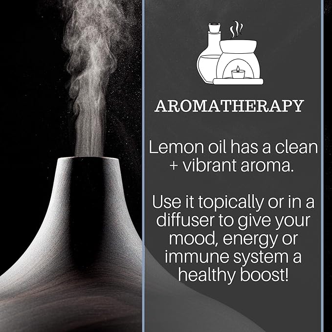 Pure Body Naturals Lemon Essential Oil, 4 fl oz - 100% Pure & Undiluted Lemon Oil for Diffuser and DIY - Natural Deodorizer, Laundry Freshener, Household Cleaner and Degreaser