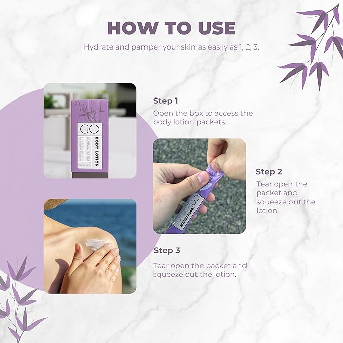 Go Essentials Travel Lotion Single Packets – Body and Hand Lotion for Hydrated Skin and Travel Size Toiletries.