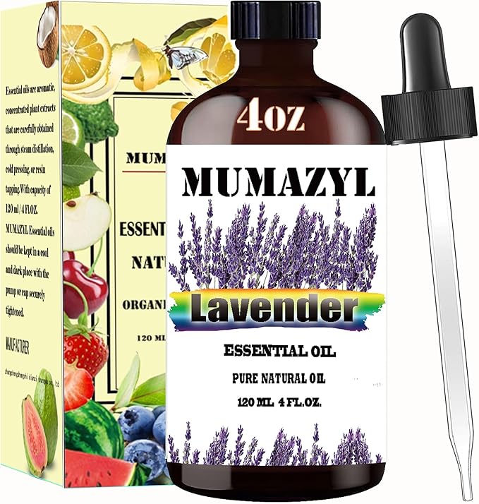 Lavender Essential Oil, Lavender Fragrance Oil 4 Fl Oz 120ML for Diffuser Humidifier Yoga Cleaning DIY Candle Soap Making Essential Oils