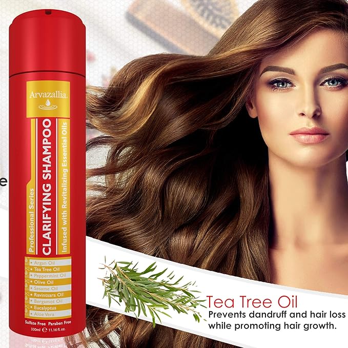 Arvazallia Fortifying Protein Hair Mask and Clarifying Shampoo with Revitalizing Essential Oils Bundle - Professional Detoxifying Shampoo and Deep Conditioner Treatments For Dry or Damaged Hair