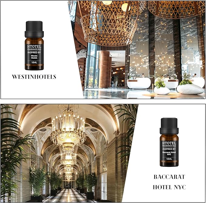 Hotel Collection Diffuser Essential Oil Gift Set,Seaside Hotel Scents for Home,Stress Relief Air Freshening,Ritz Carlton,Westin,Wynn Las Vegas,Baccarat NYC,Four Seasons,Aria,Marriott Beach Villas