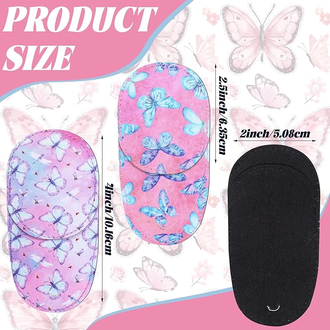 Newcotte 12 Pcs Eye Patch for Kids Toddler Reusable Adjustable Girls Boys Eyepatch for Glasses Left or Right Eye Patch, Assorted Patterns(Butterfly)