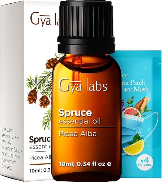 Gya Labs Spruce Essential Oil for Diffuser - 0.34 Fl Oz - 100% Pure Natural Spruce Oil for Skin, Massage, DIY & Candle Making - Woody Balsamic & Refreshing Scent