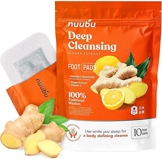 | Ginger Deep Cleansing Foot Pads for Better Sleep & Foot Care | Premium Japanese Organic Foot Pads with Ginger Powder (10 Pc)