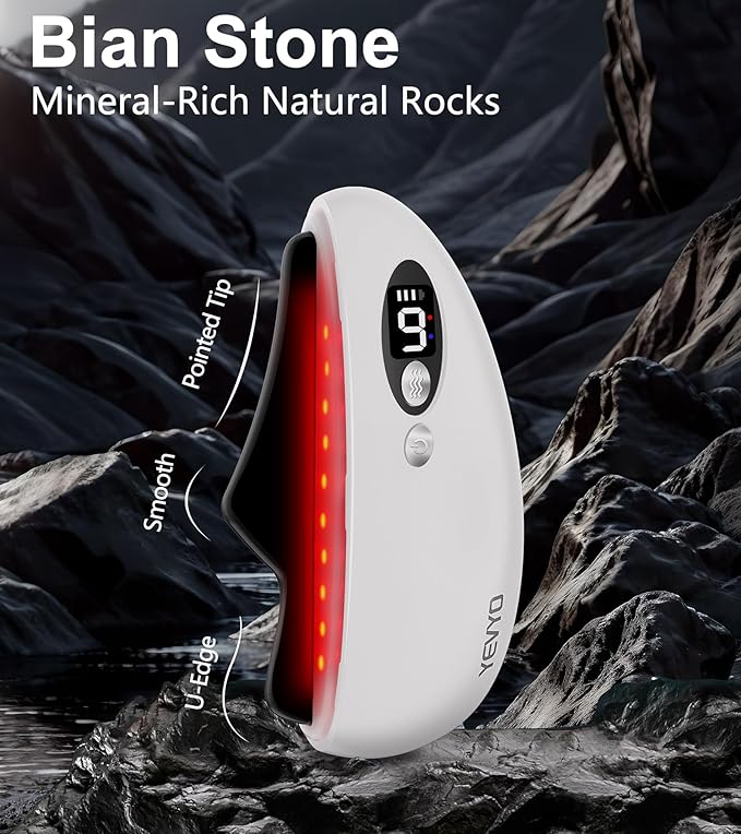 Gua Sha Facial Tool, Electric Black Obsidian Guasha Tool for Face, Chin, Neck, Body, Heated Vibrating Massage Gua Sha Stone for Face Sculpting