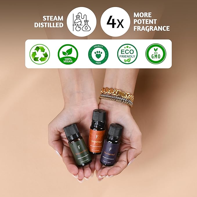 Folkulture Essential Oils for Diffuser | Essential Oils Set of 6 Fragrances| Diffuser Oils Scents for Home | Diffuser Essential Oil - Orchid Oud, Rose Oud for Mothers Day Gifts for her