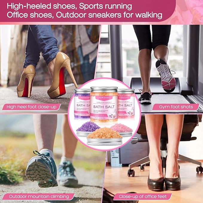 Bath Salts for Soaking Himalayan Pink Bath feet soka sea Salt 3 Set Kit Lavender Orange Rose Scent Epsom Salt Tea Tree Oil Natural Soaking spa Set Christmas Gifts for Woman Mom Gifts Set