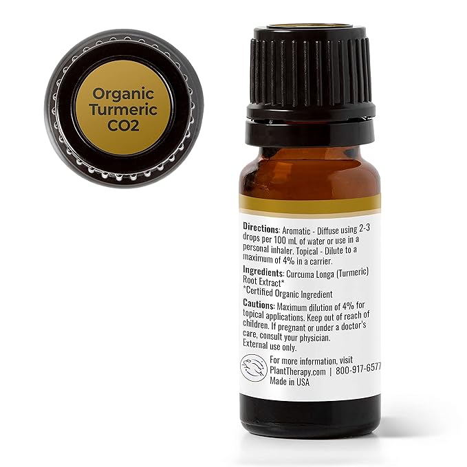 Plant Therapy USDA Certified Organic Turmeric CO2 Essential Oil 10 mL (1/3 oz) 100% Pure, Undiluted, Therapeutic Grade