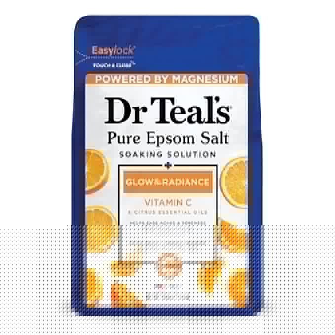 Dr Teal's Salt Soak with Pure Epsom Salt, Glow & Radiance with Vitamin C & Citrus Essential Oils, 3 lbs