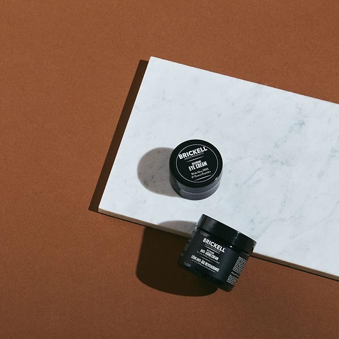Brickell Men's Ultimate Anti-Aging Routine, Anti-Wrinkle, Night Face Cream and Eye Cream to Reduce Puffiness, Wrinkles, Dark Circles, Under Eye Bags, Natural and Organic, Scented
