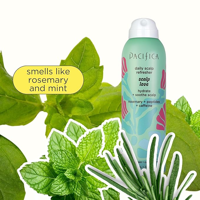 Pacifica Rosemary Mint Scalp Refresher Spray 5oz – Cooling Daily Scalp Treatment for Itchy Dry Scalp, Refreshes & Moisturizes, Vegan Leave-In Hair Mist for All Hair Types, Non-Greasy Cruelty-Free
