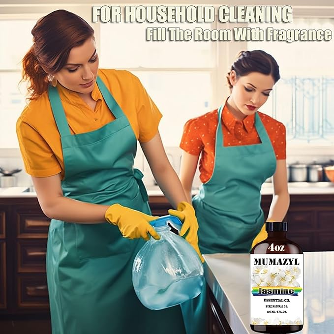 Jasmine Essential Oil, Jasmine Oil 4 Fl Oz 120ML for Diffuser Humidifier Yoga Cleaning DIY Candle Soap Making Essential Oils