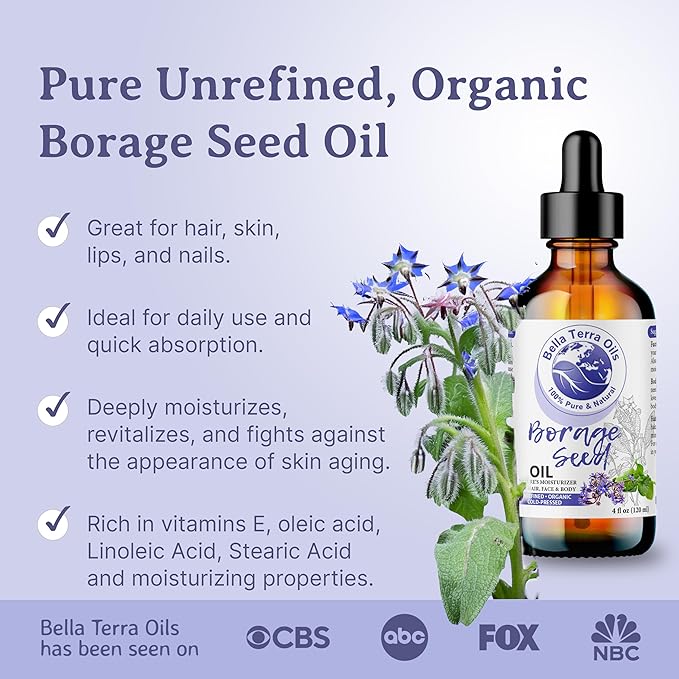 Borage Seed Oil with High GLA – 1gallon, for Supple, Hydrated Skin, Nourishing, Non-Greasy, Revitalizing – Bella Terra Oils